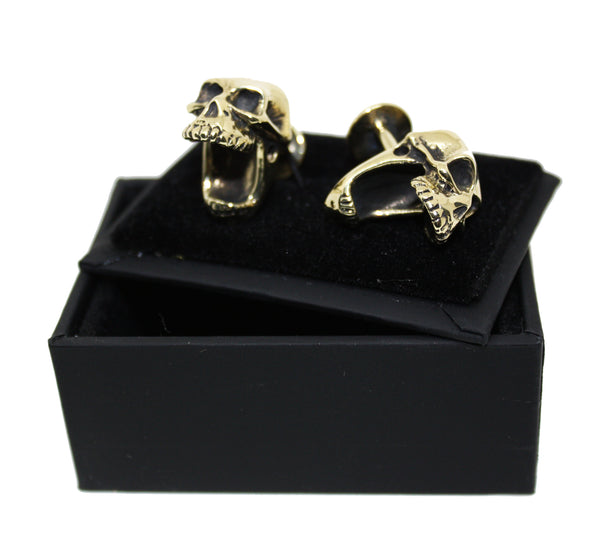 Laughing Skull Cufflinks - Bronze